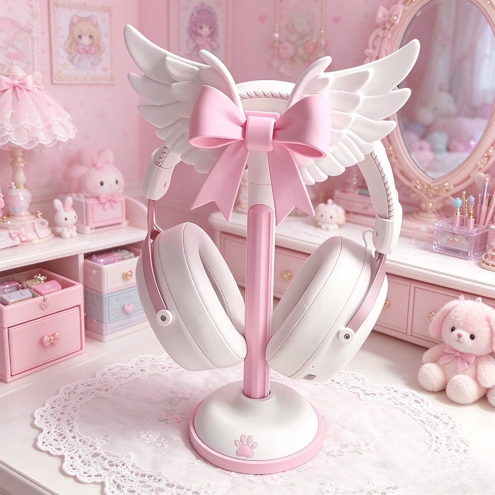 Angel Wing Bow Headset Holder  - Accessories For Your Gaming Room ulasan dan harga
