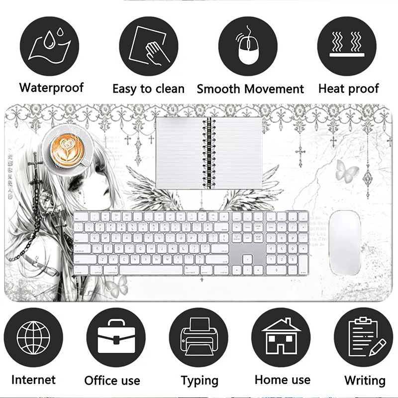 Leather Mousepad Black White A - Gaming Accessories Aesthetic ulasan dan harga